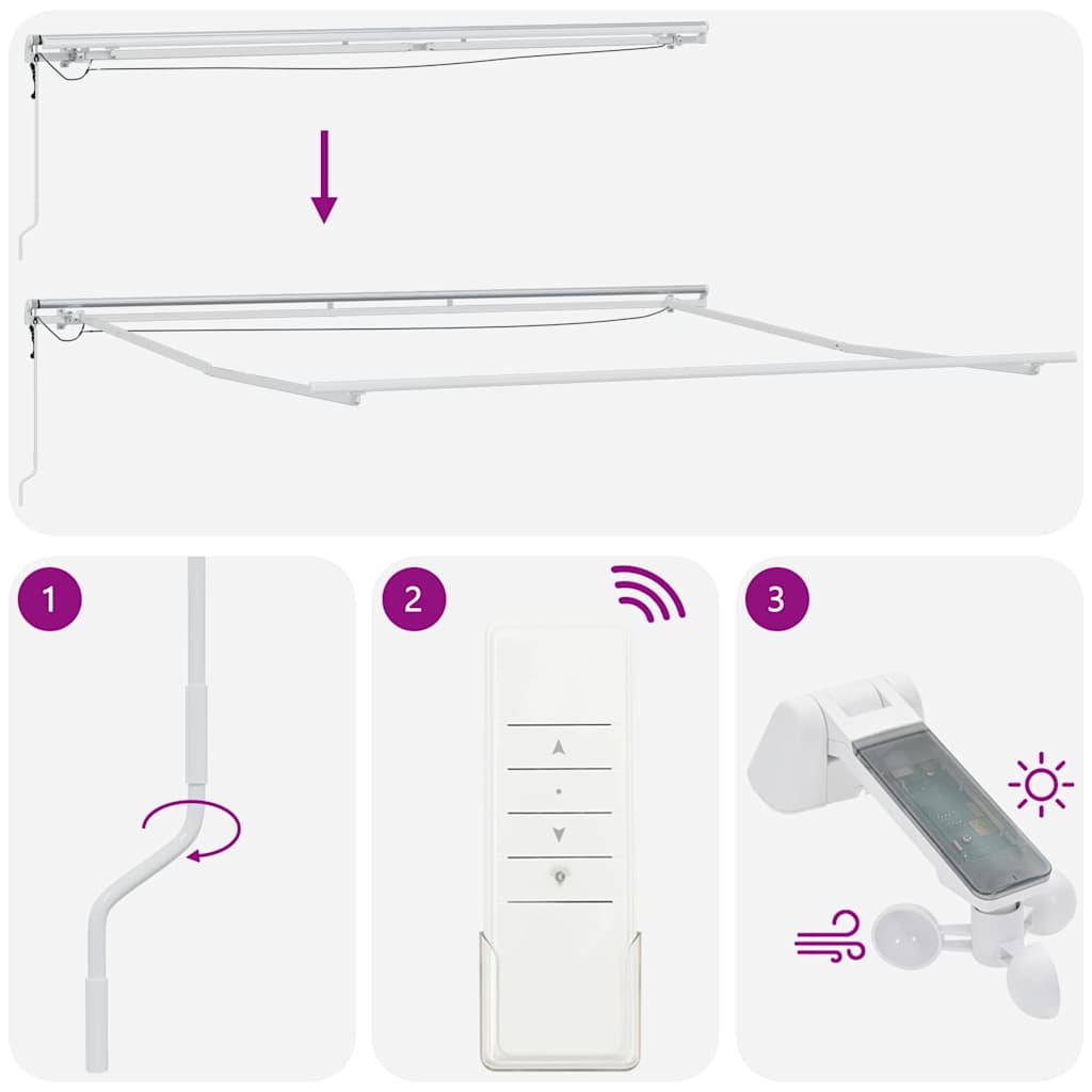 Markiseramme Med Led -strimmellys 400 × 350 Cm Aluminium - Billede 12