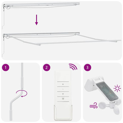 Markiseramme Med Led -strimmellys 400 × 350 Cm Aluminium - Billede 12