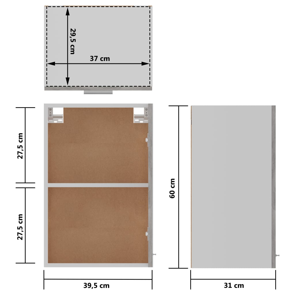 Hængeskab Lyon 39,5x31x60 Cm Konstrueret Træ - Billede 10