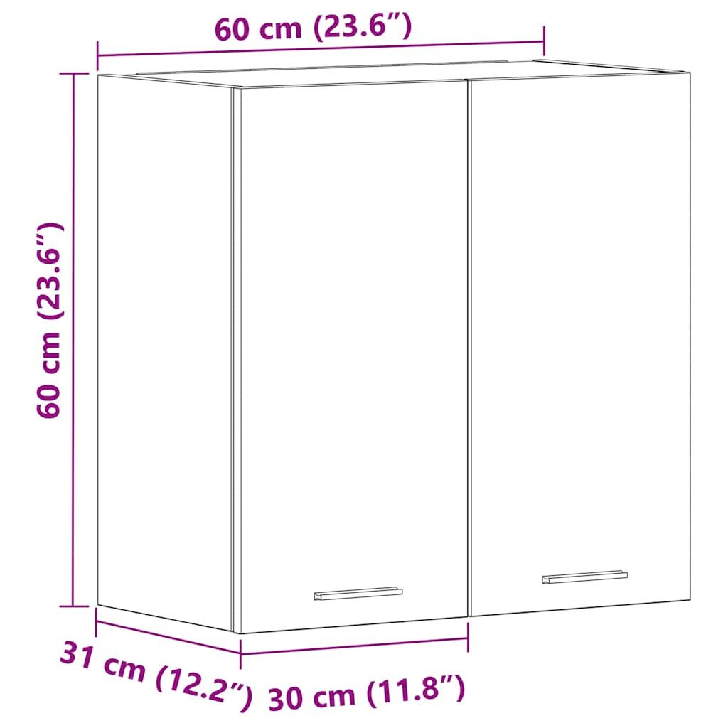 Hængeskab Lyon 60x31x60 Cm Konstrueret Træ - Billede 12