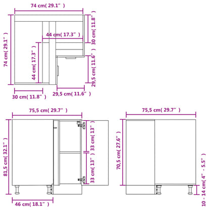Hjørneskab Lyon 75,5x75,5x81,5 Cm Konstrueret Træ - Billede 10