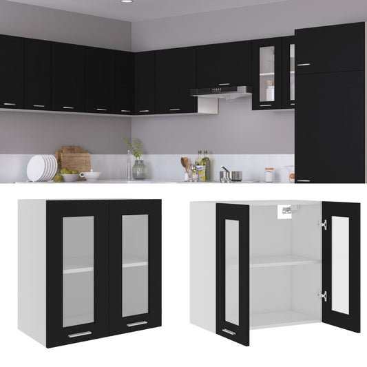 Væghængt Glasskab Lyon 60X31X60 Cm Konstrueret Træ Sort