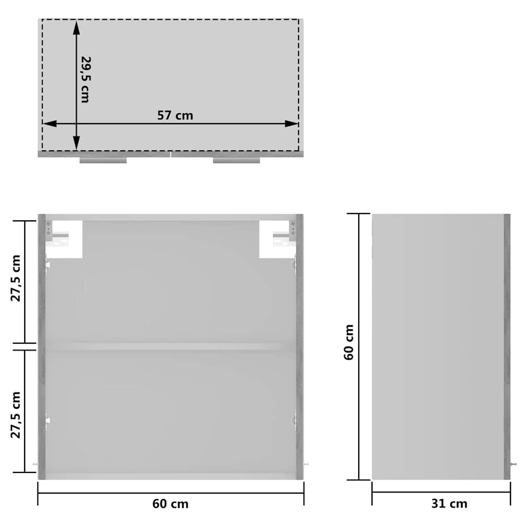 Hængende Vitrineskab Lyon 60x31x60 Cm Konstrueret Træ - Billede 10