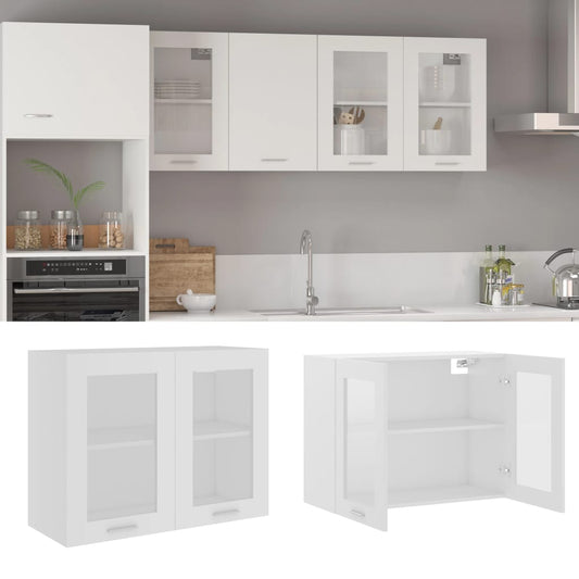 Væghængt Glasskab Lyon 80X31X60 Cm Konstrueret Træ Hvid