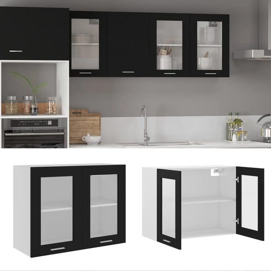 Væghængt Glasskab Lyon 80X31X60 Cm Konstrueret Træ Sort