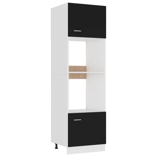 Køkkenskab Til Mikroovn Lyon 60X57X207 Cm Konstrueret Træ Sort