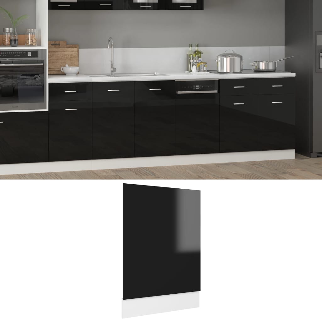 Skuffeunderskab Lyon 80X46X81,5Cm Konstrueret Træ Sort Højglans
