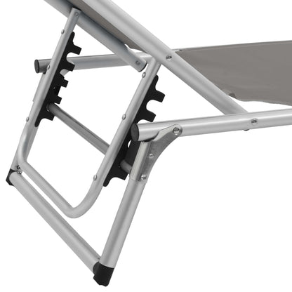 Foldbare Liggestole M. Baldakin 2 Stk. Aluminium Textilene Grå