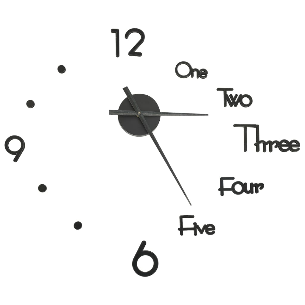 325153  3D Wall Clock Modern Design Black 100 Cm Xxl