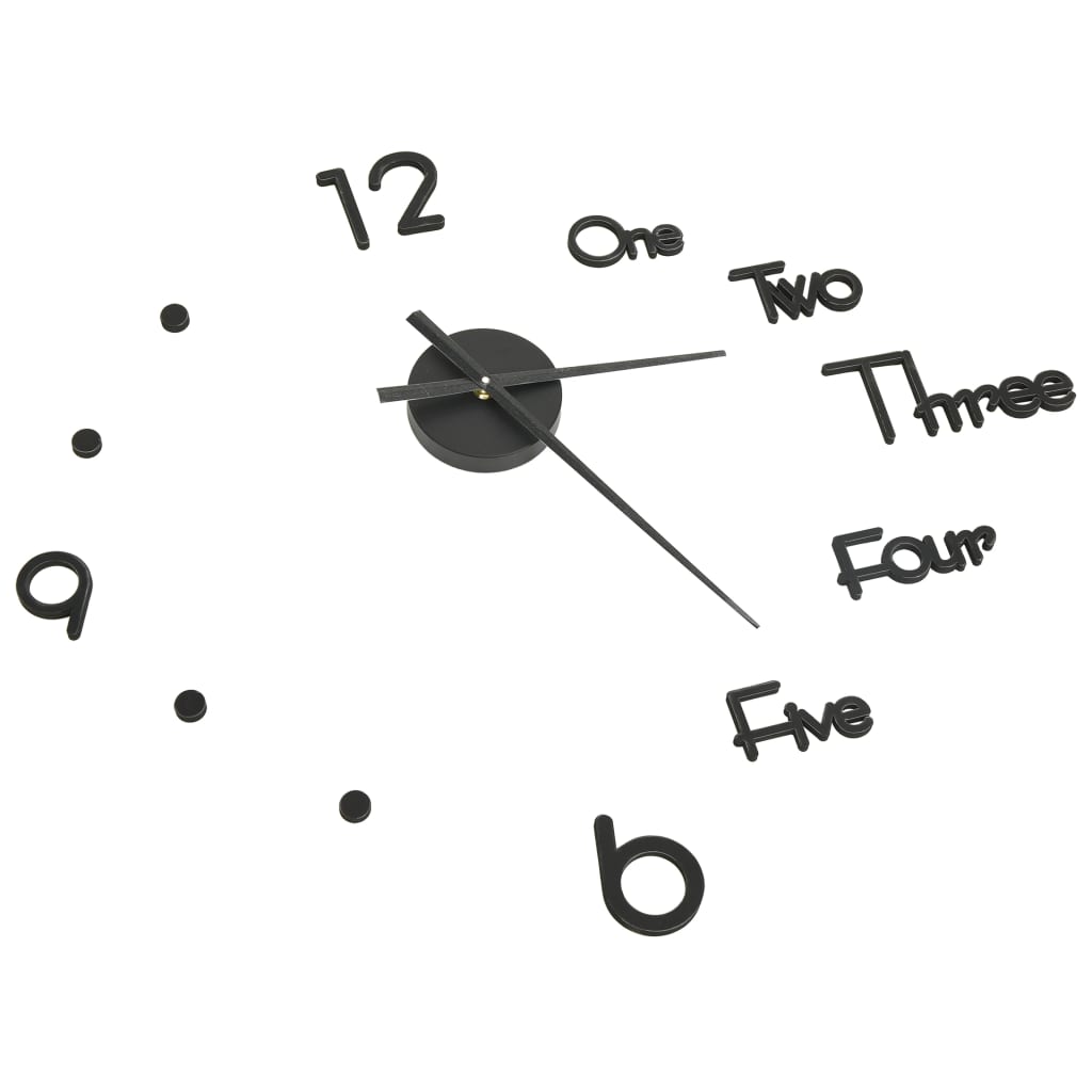 325153  3D Wall Clock Modern Design Black 100 Cm Xxl