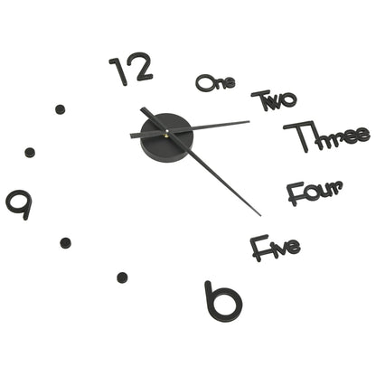 325153  3D Wall Clock Modern Design Black 100 Cm Xxl