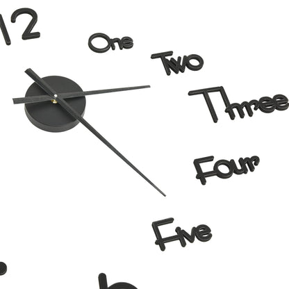 325153  3D Wall Clock Modern Design Black 100 Cm Xxl