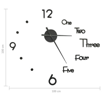 325153  3D Wall Clock Modern Design Black 100 Cm Xxl
