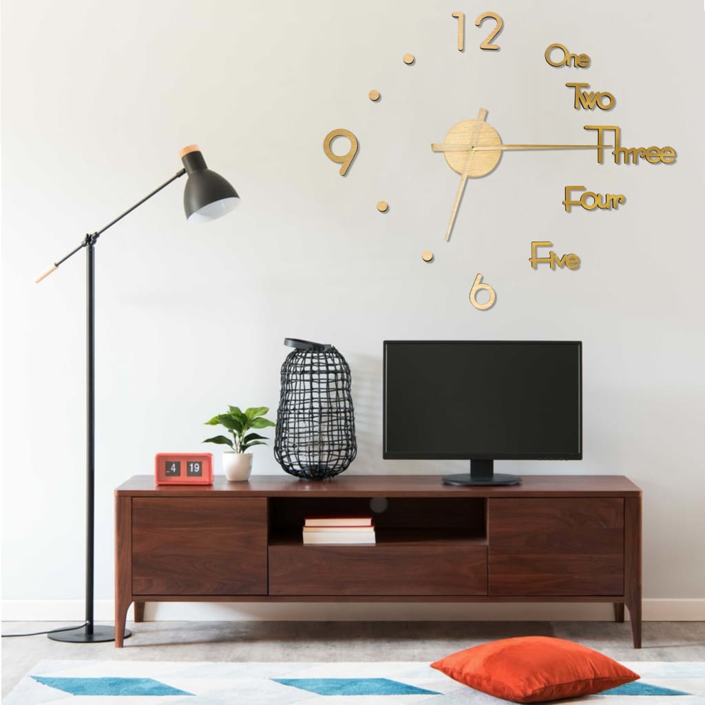 325153  3D Wall Clock Modern Design Black 100 Cm Xxl