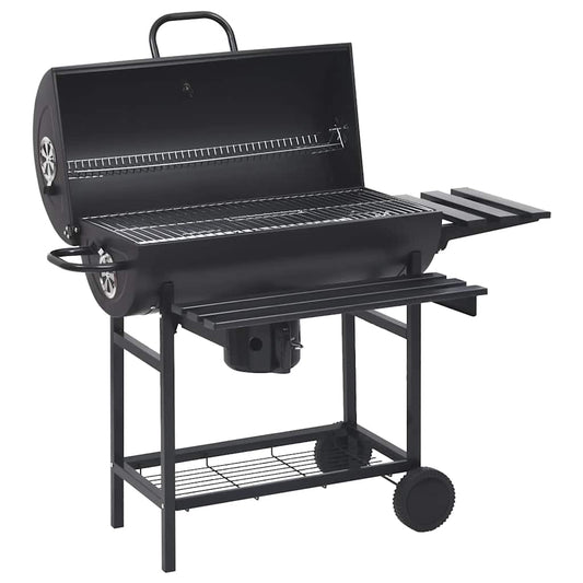 Tøndegrill Med Hjul Og Hylder 115X85X95 Cm Stål Sort