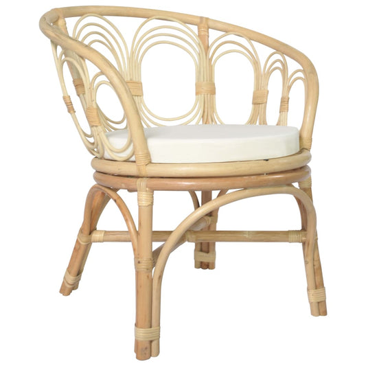 Spisebordsstol Med Hynde Naturlig Rattan Og Linned