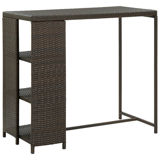 Barbord Med Opbevaringsstativ 120X60X110 Cm Polyrattan