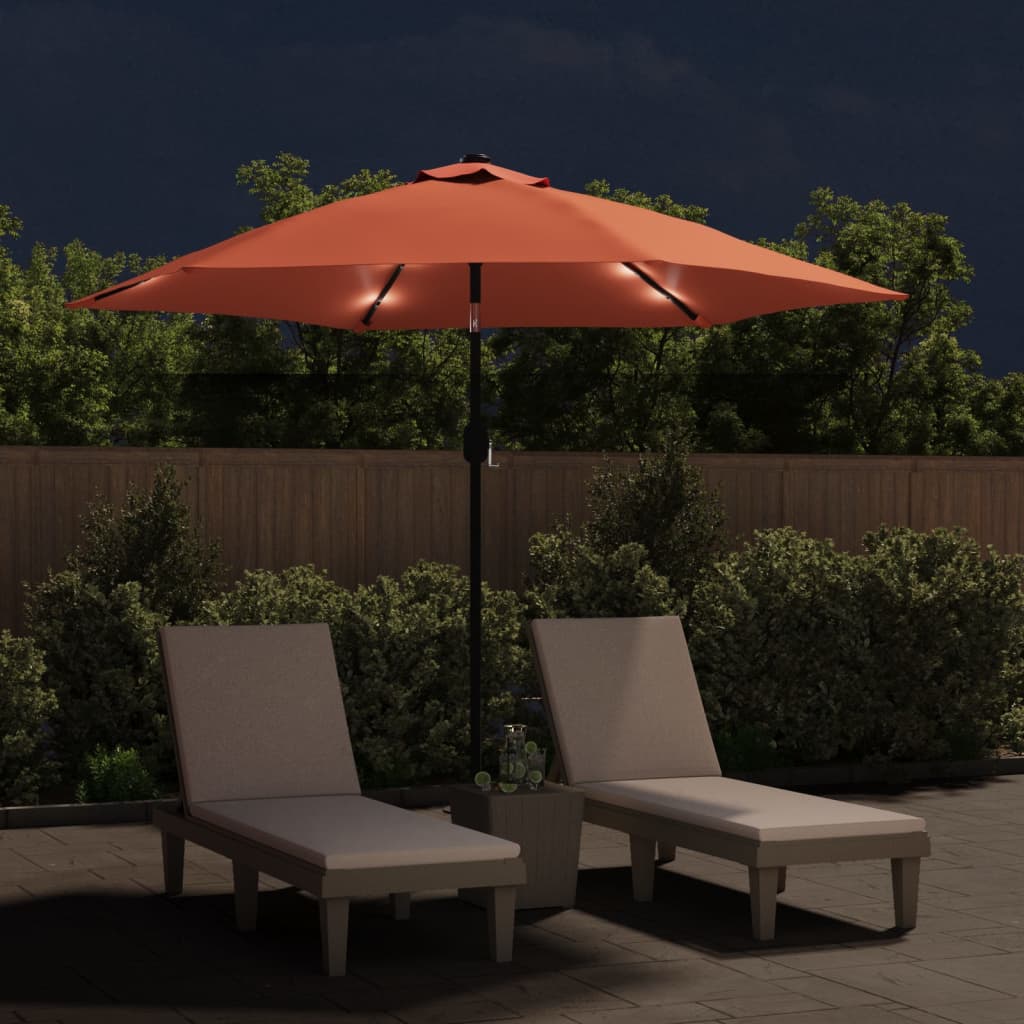 Parasol M. Led-Lys + Stålstang 300 Cm