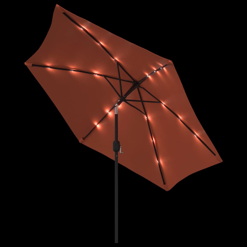 Parasol M. Led-Lys + Stålstang 300 Cm