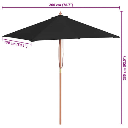 Haveparasol 150x200 Cm Træstang - Billede 11