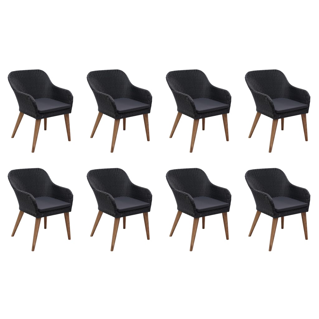Udendørs Spisebordssæt 7 Dele Med Hynder Polyrattan