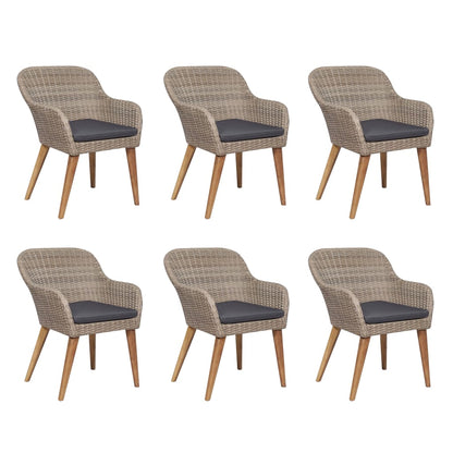 Udendørs Spisebordssæt 7 Dele Med Hynder Polyrattan