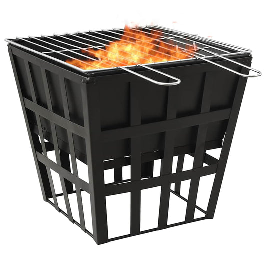 2-I-1 Bålfad Og Grill 34X34X48 Cm Stål Sort