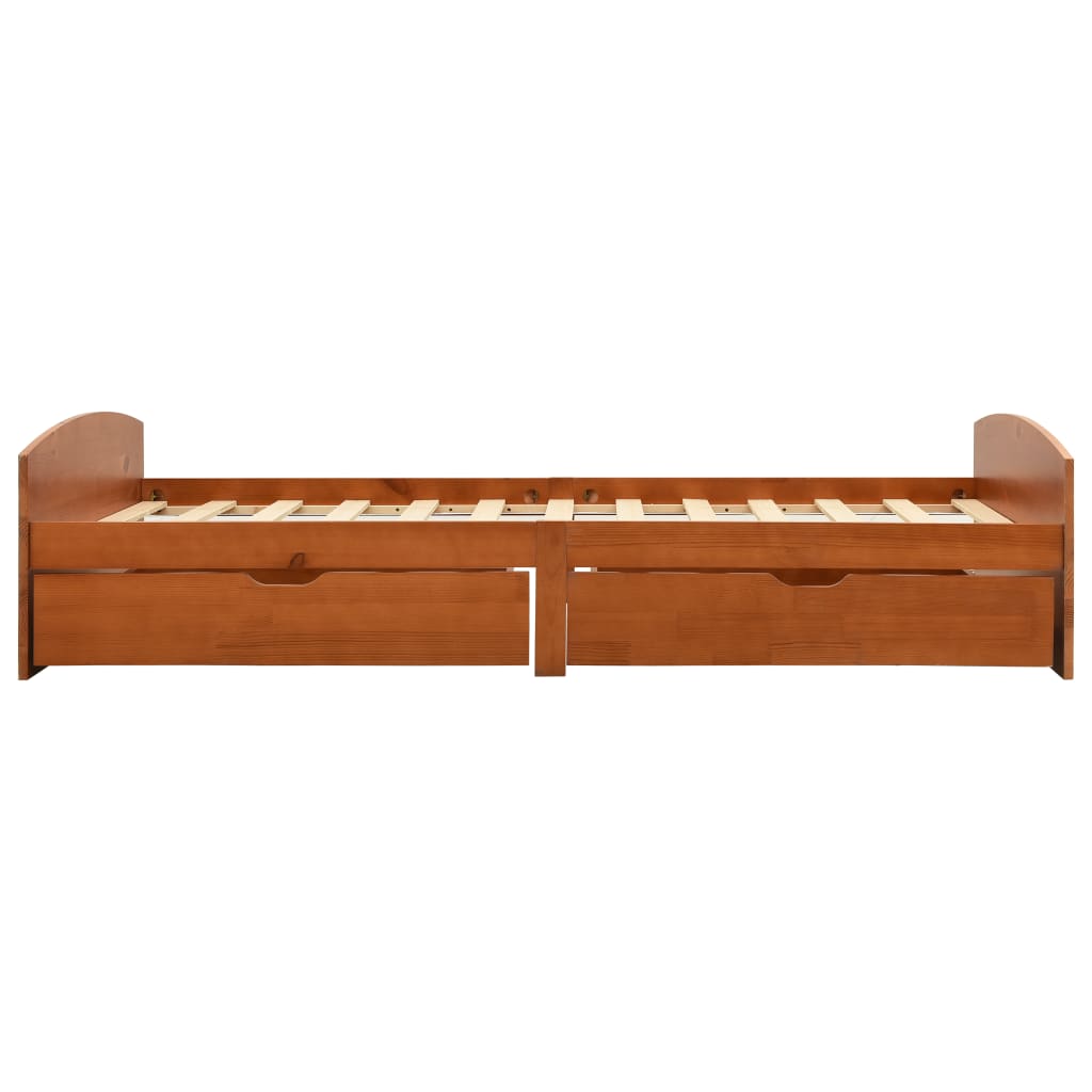 Sengeramme Med 2 Skuffer 90X200 Cm Massivt Fyrretræ