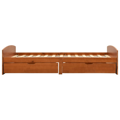 Sengeramme Med 2 Skuffer 90X200 Cm Massivt Fyrretræ