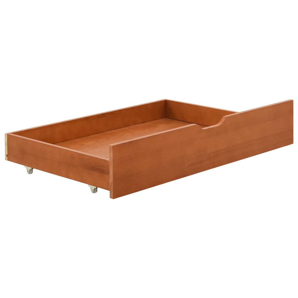 Sengeramme Med 2 Skuffer 90X200 Cm Massivt Fyrretræ