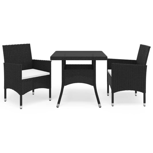 Spisebordssæt Til Haven 3 Dele Polyrattan Og Glas