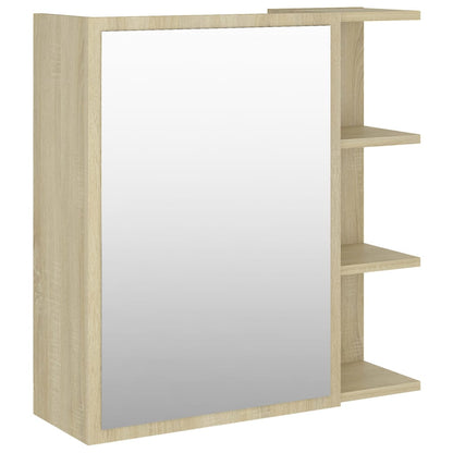 Badeværelsesskab Spejl 62,5x20,5x64cm Konstrueret Træ Sonoma-eg - Billede 2