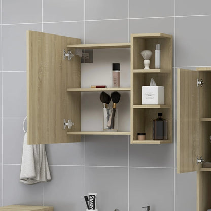 Badeværelsesskab Spejl 62,5x20,5x64cm Konstrueret Træ Sonoma-eg - Billede 3
