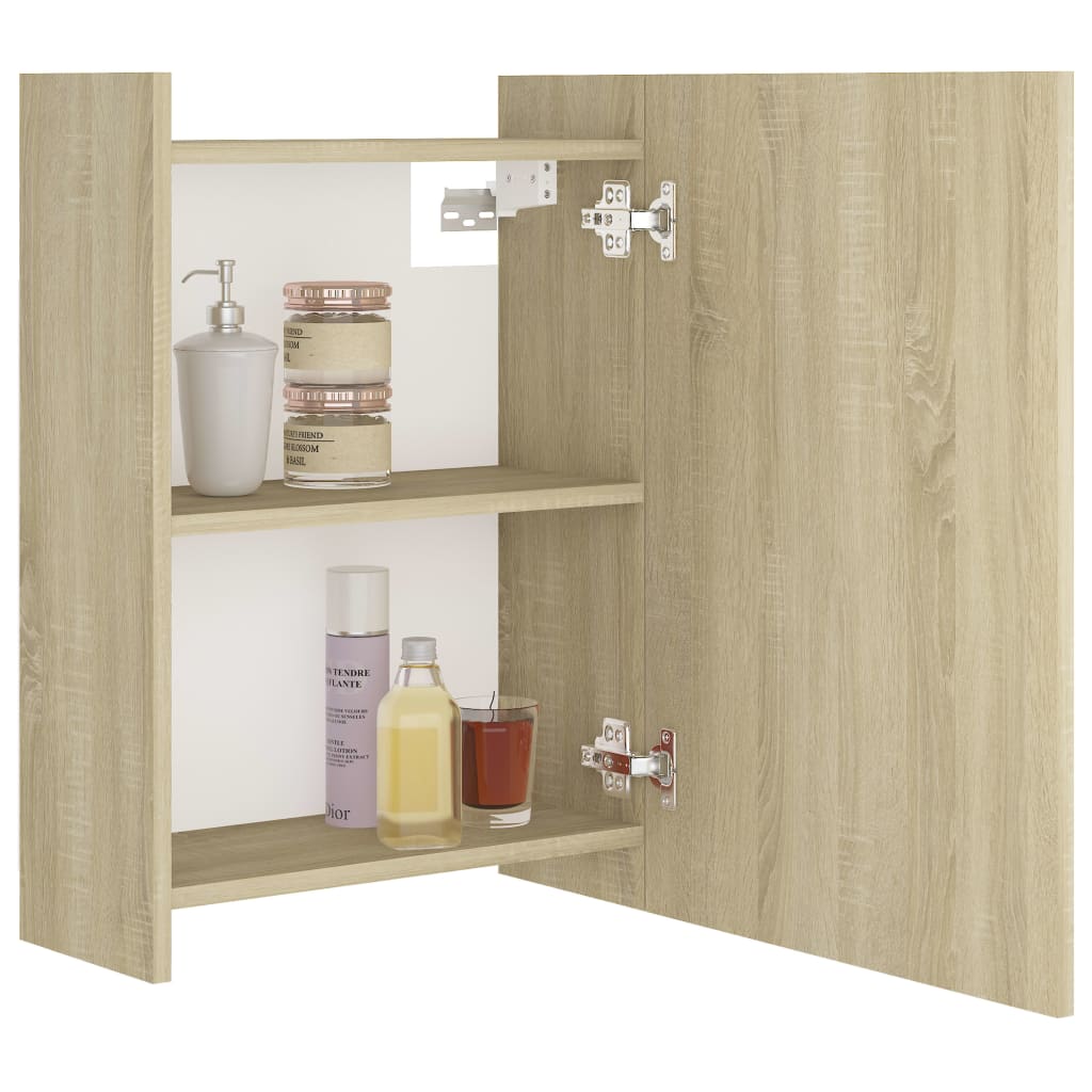 Badeværelsesskab Spejl 62,5x20,5x64cm Konstrueret Træ Sonoma-eg - Billede 4