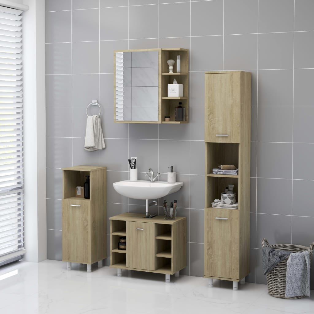 Badeværelsesskab Spejl 62,5x20,5x64cm Konstrueret Træ Sonoma-eg - Billede 5