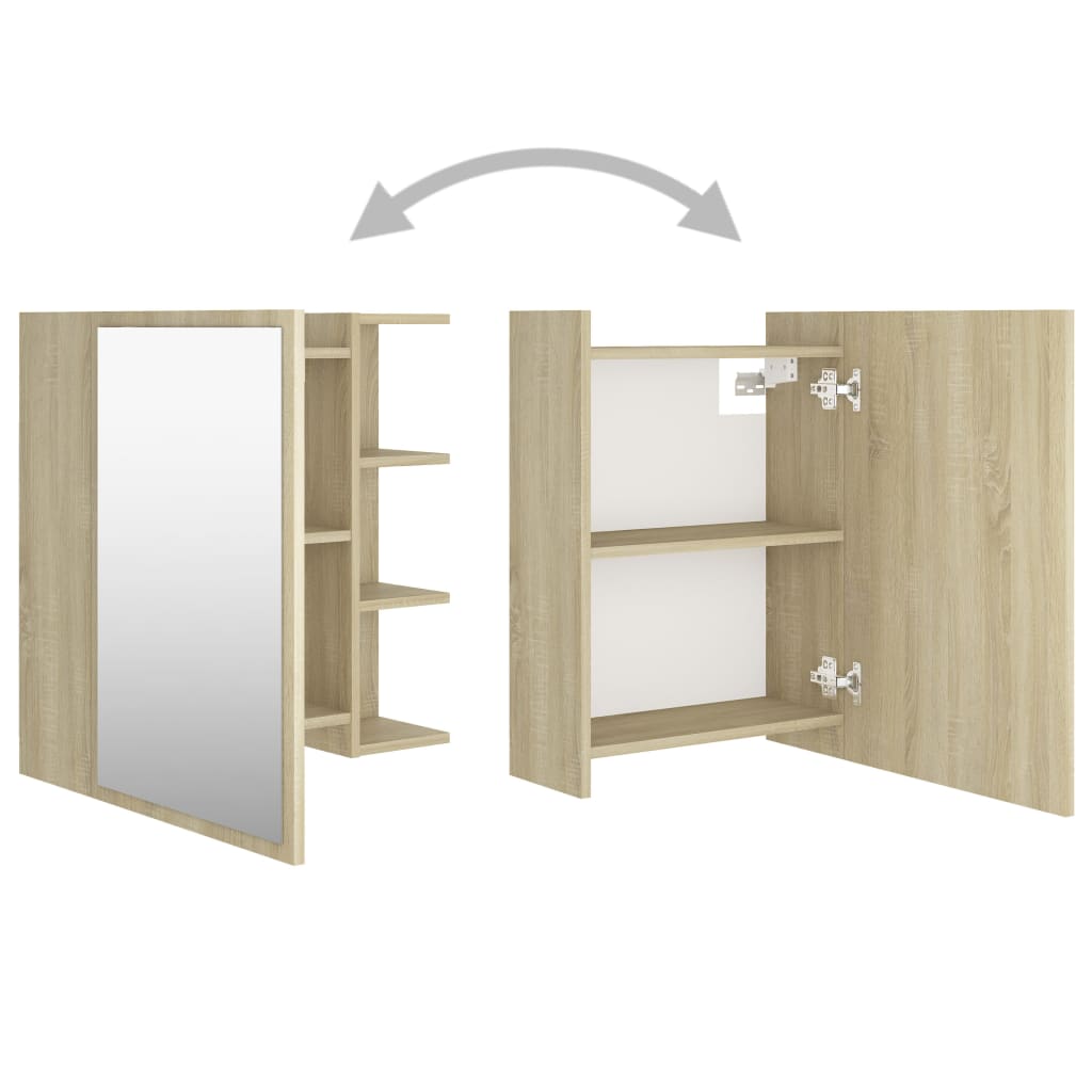 Badeværelsesskab Spejl 62,5x20,5x64cm Konstrueret Træ Sonoma-eg - Billede 6