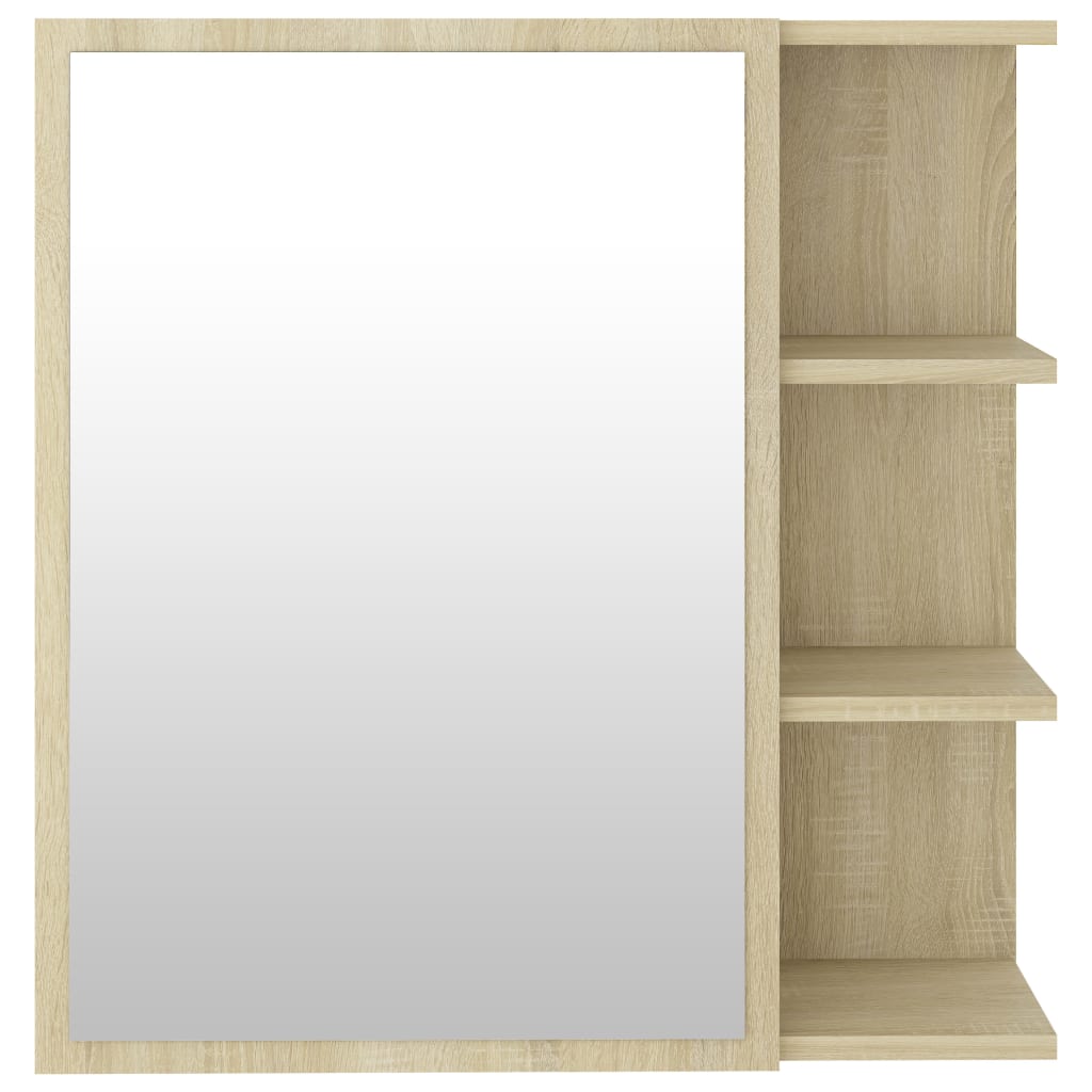 Badeværelsesskab Spejl 62,5x20,5x64cm Konstrueret Træ Sonoma-eg - Billede 8