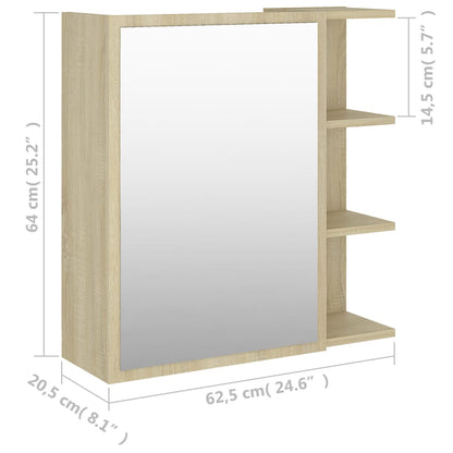 Badeværelsesskab Spejl 62,5x20,5x64cm Konstrueret Træ Sonoma-eg - Billede 10