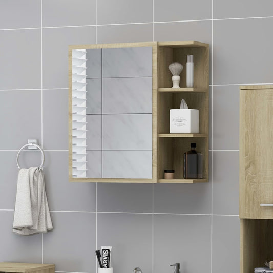 Badeværelsesskab Spejl 62,5x20,5x64cm Konstrueret Træ Sonoma-eg - Hovedbillede