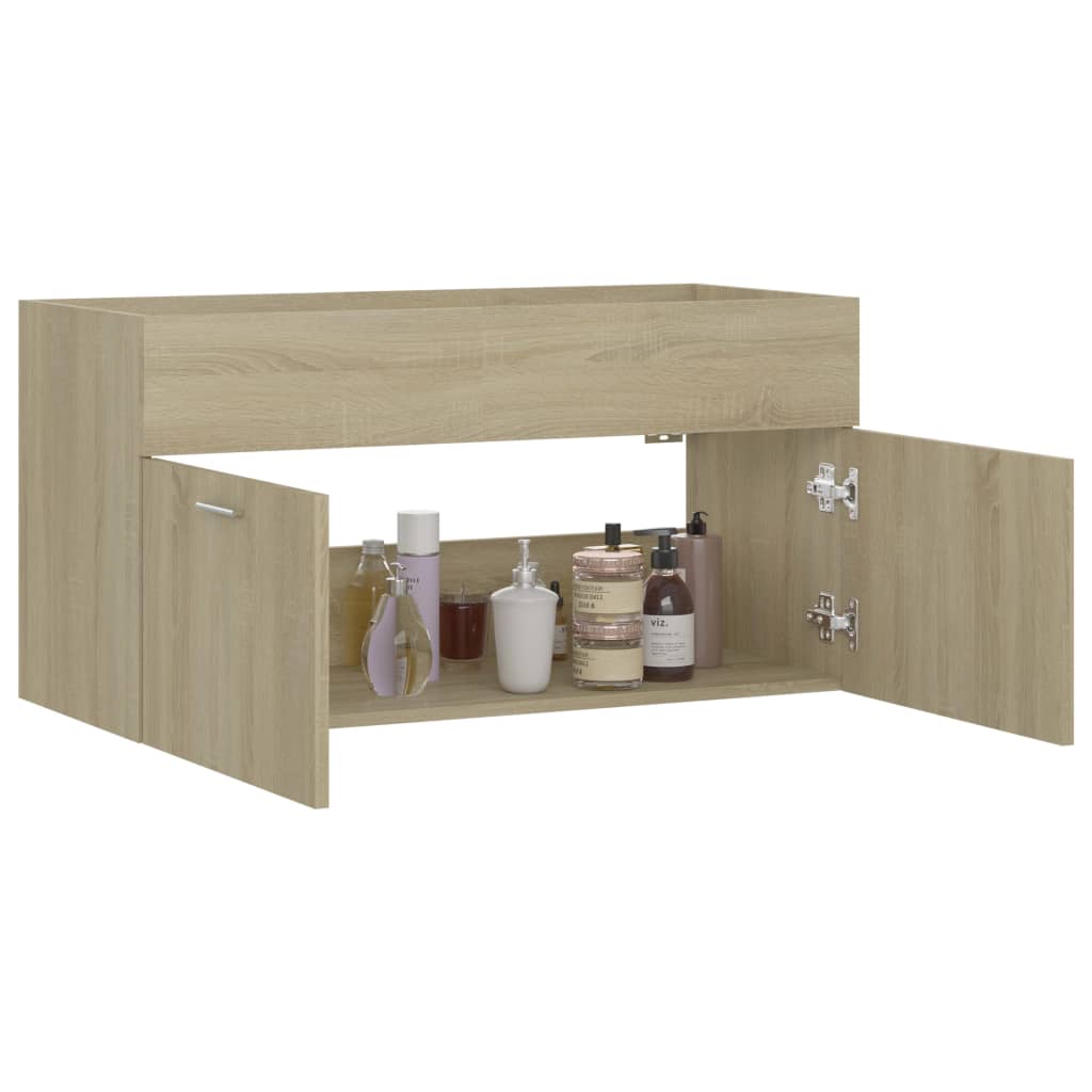 Vaskeskab 90x38,5x46 Cm Konstrueret Træ Grå - Billede 4