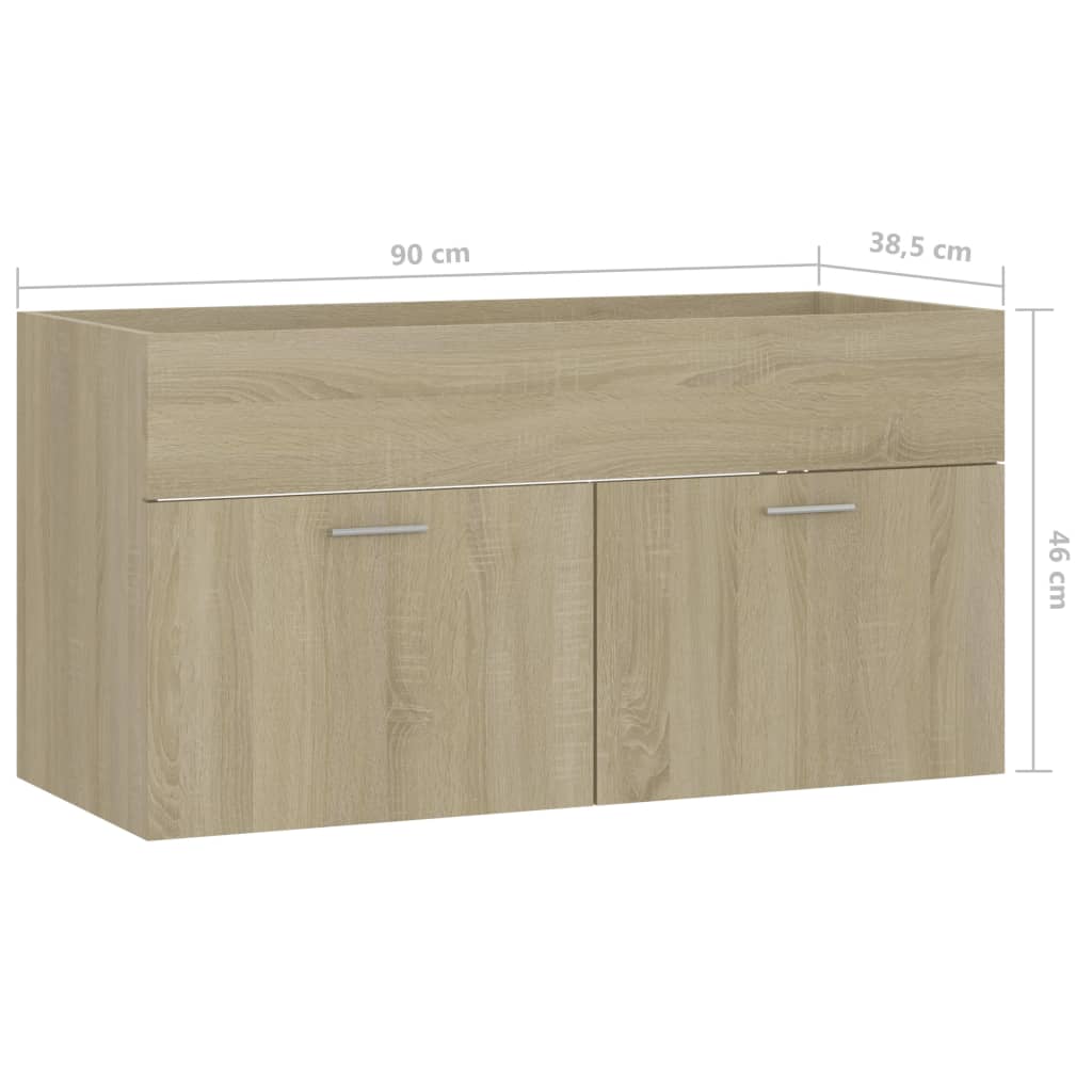 Vaskeskab 90x38,5x46 Cm Konstrueret Træ Grå - Billede 8