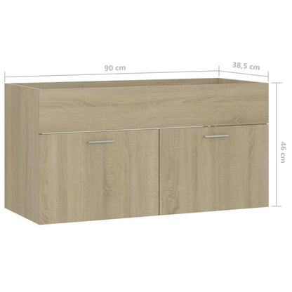 Vaskeskab 90x38,5x46 Cm Konstrueret Træ Grå - Billede 8