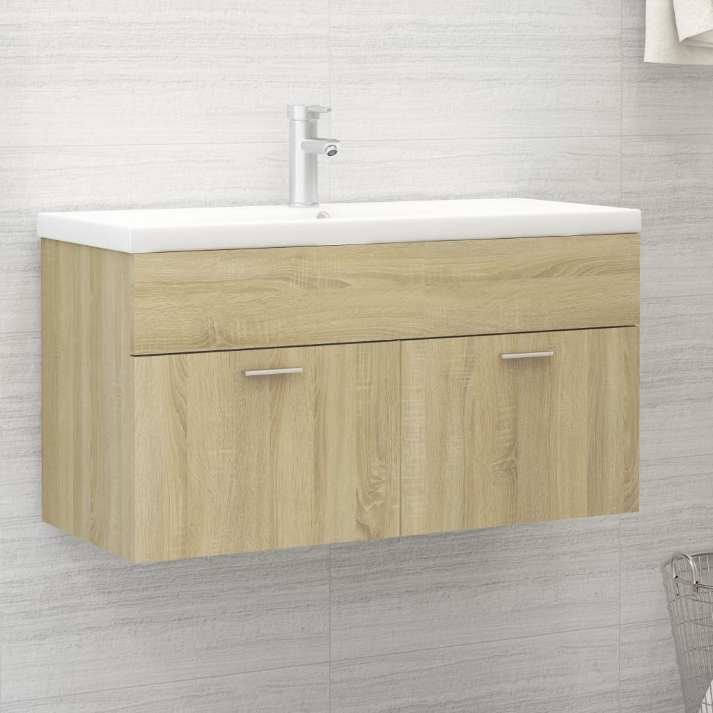 Vaskeskab 90x38,5x46 Cm Konstrueret Træ Grå - Hovedbillede