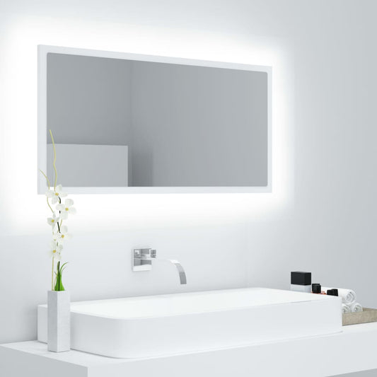 Badeværelsesspejl Med Led-Lys 90X8,5X37 Cm Akryl