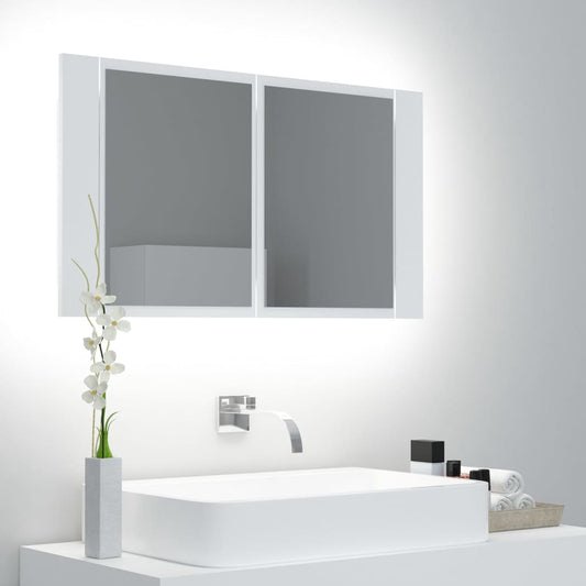 Badeværelsesskab M. Spejl Og Led-Lys 80X12X45 Cm Akryl