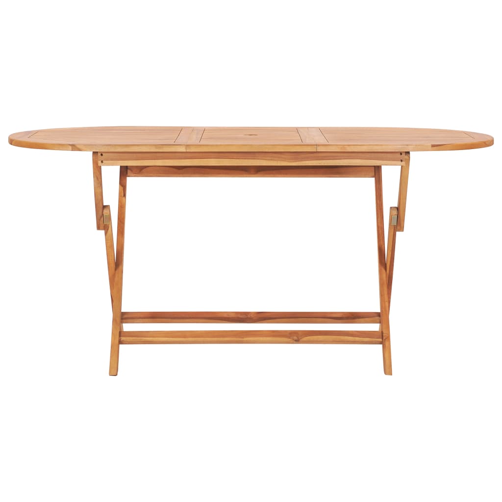 Udendørs Spisebordssæt 7 Dele Foldbart Massivt Teaktræ Oval 160 x 80 x 75 cm