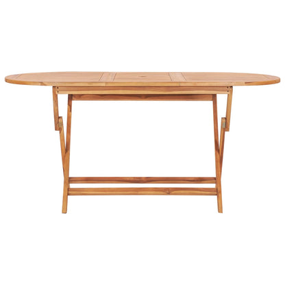 Udendørs Spisebordssæt 7 Dele Foldbart Massivt Teaktræ Oval 160 x 80 x 75 cm