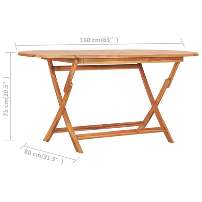 Udendørs Spisebordssæt 7 Dele Foldbart Massivt Teaktræ Oval 160 x 80 x 75 cm