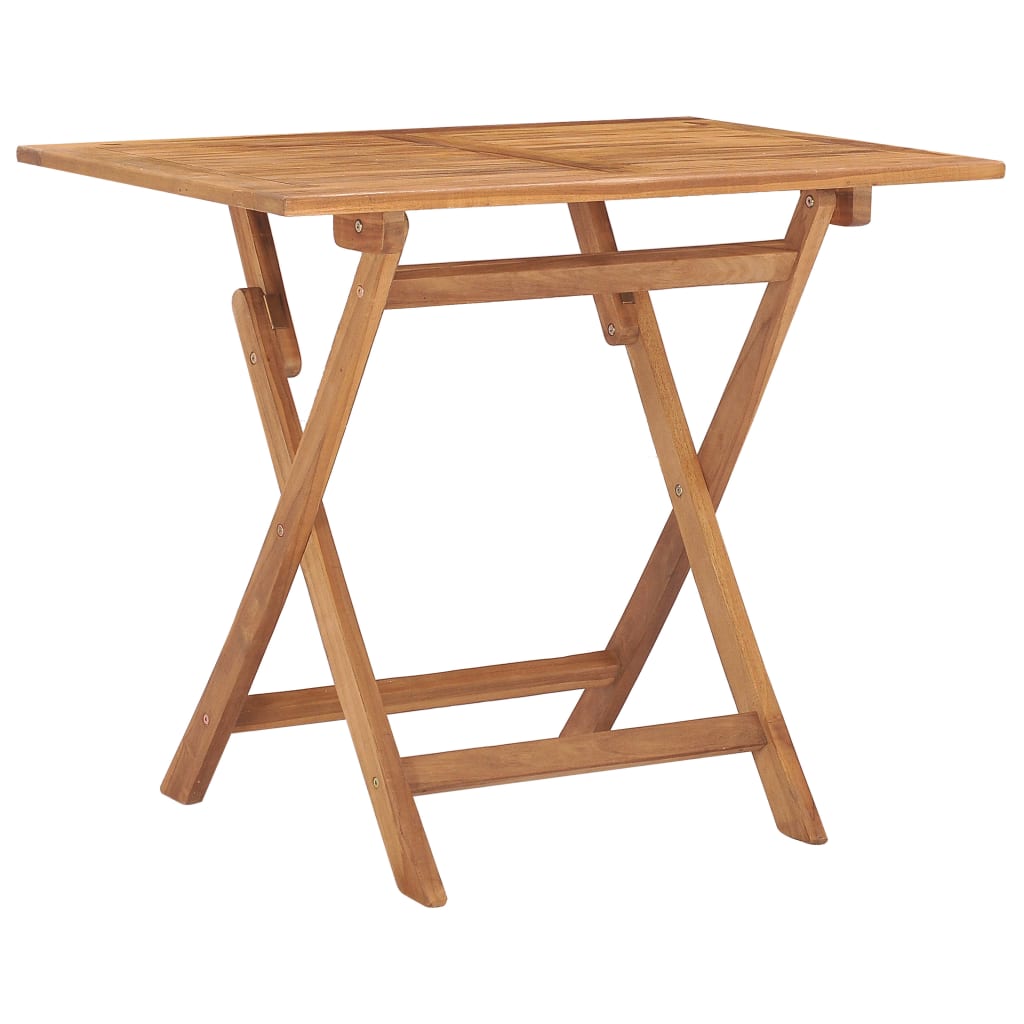 Udendørs Spisebordssæt 7 Dele Foldbart Massivt Teaktræ Rektangulær 90 x 60 x 75 cm