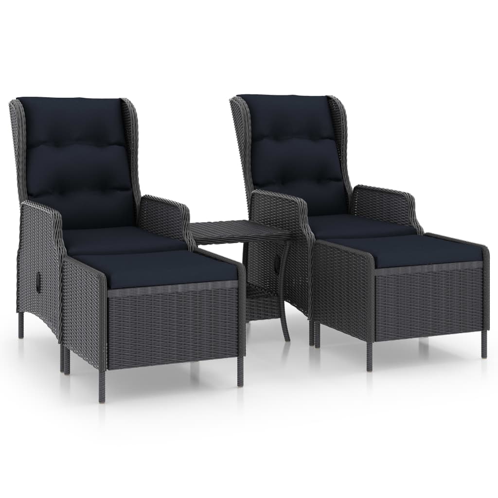 Loungesæt til Haven 3 Dele med Hynder Polyrattan - billede 2